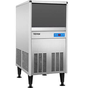 95 lb. / 24 H Freestanding Commercial Ice Maker with 50 lb. Storage Bin Stainless Steel ice Maker Machine in Silver