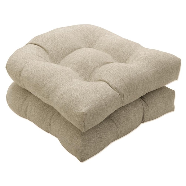 Pillow Perfect Solid 19 x 19 Outdoor Dining Chair Cushion in Ivory (Set ...