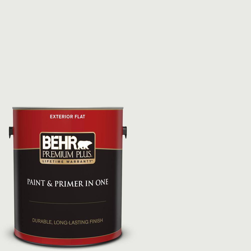 Behr Premium Plus 1 Gal Ppu12 12 Gallery White Flat Exterior Paint And Primer In One The Home Depot