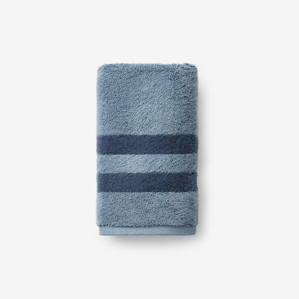 Legends Hotel Mirage Reversible Stripe Aegean Smoky Blue Turkish Cotton Single Hand Towel