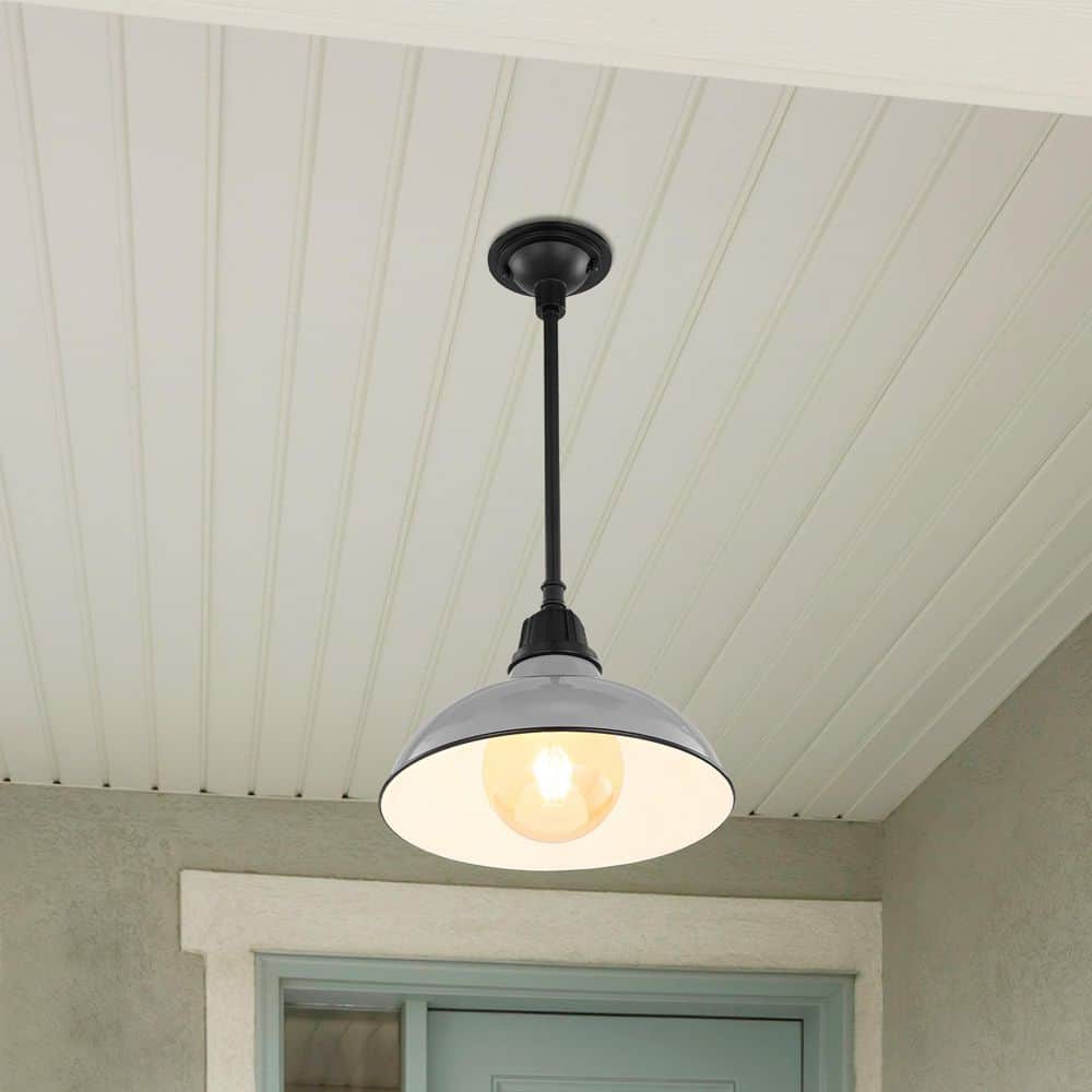 Jasper Vintage Farmhouse 12.25" Gray Iron LED Pendant Light