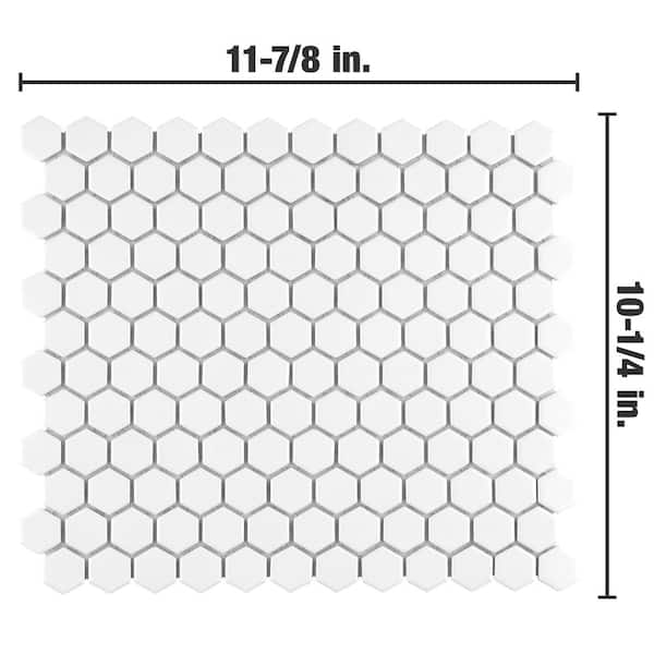 Merola Tile - Metro 1 in. Hex Matte White 10-1/4 in. x 11-7/8 in. Porcelain Mosaic Tile (8.6 sq. ft. /Case)