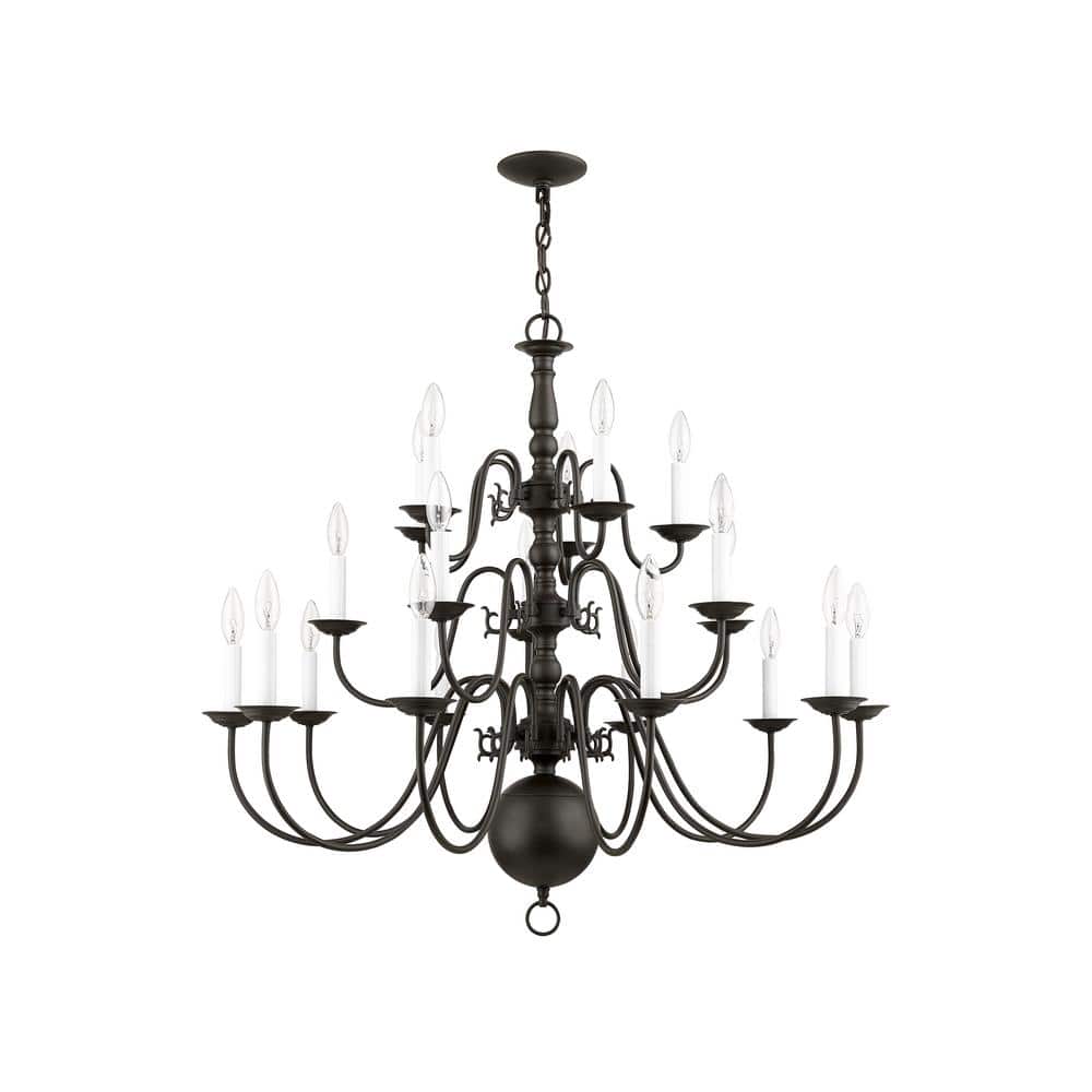 Bronze 36-Inch 20-Light Candelabra Chandelier