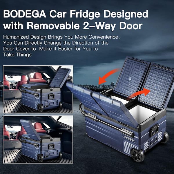 BODEGA 3.2 cu. ft. 82 Qt. Frost Free Car Refrigerator Portable 12/24-Volt  DC and 110-240-Volt AC Dual Zone Car Freezer in Blue JI-THDW75 - The Home  Depot