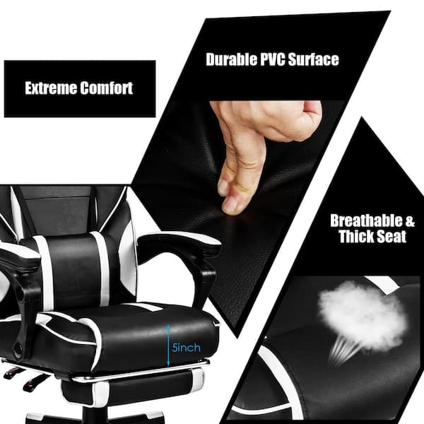 Ezra Adjustable Leg Rest Gaming Chair White - Mibasics : Target