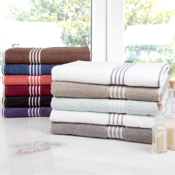 White Classic Luxury 100% Cotton 8 Piece Towel Set - 4X Washcloths, 2x Hand, and 2x Bath Towels - Taupe