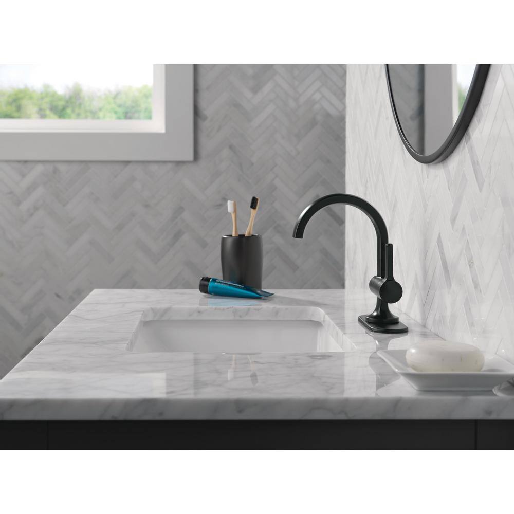 Albion Matte Black Single Handle Bathroom Faucet with Drain Assembly