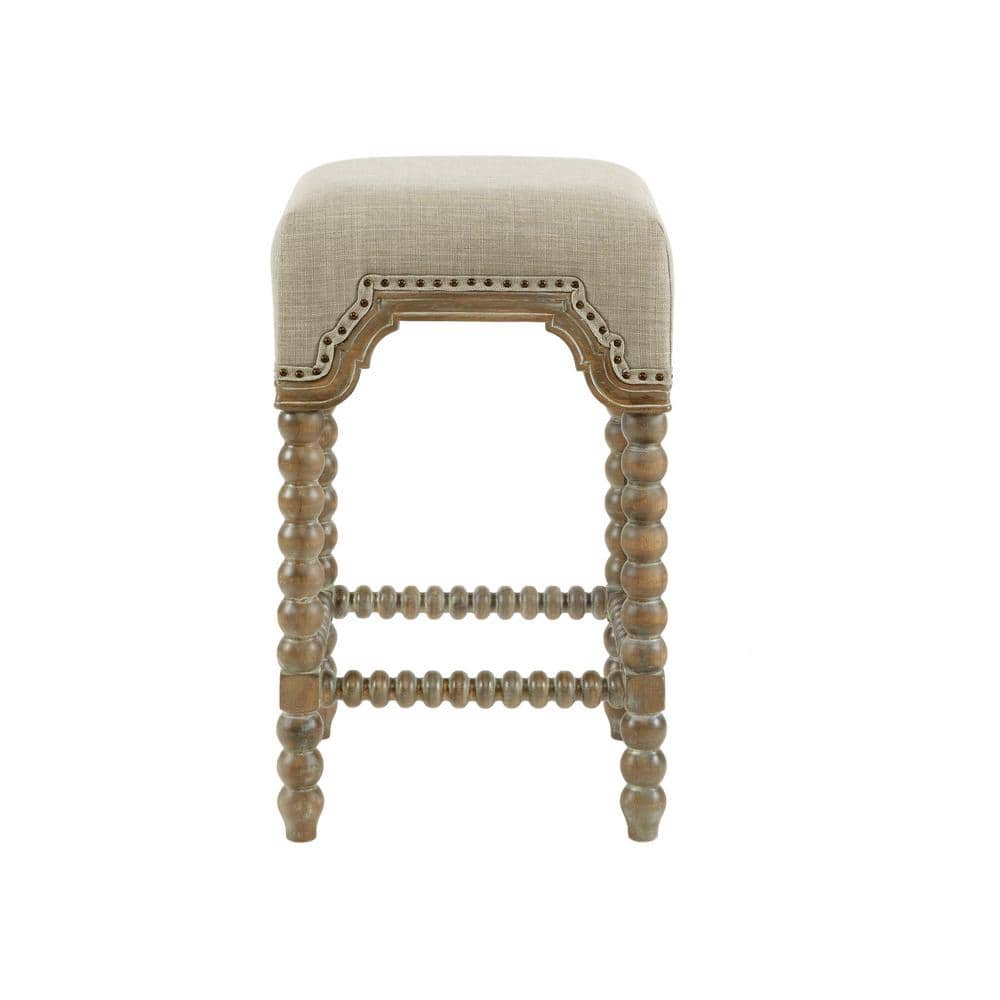 Elegant Farmhouse Grey Wood and Metal Counter Stool