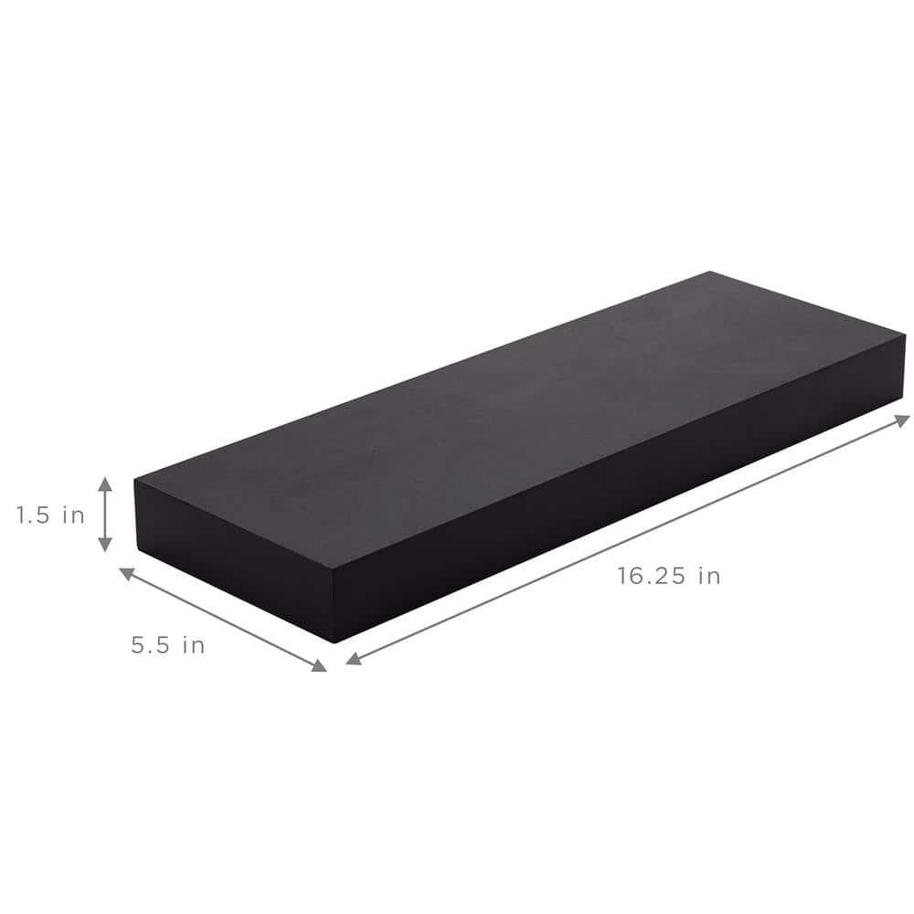 Black MDF Minimalist Floating Wall Shelf Set of Three