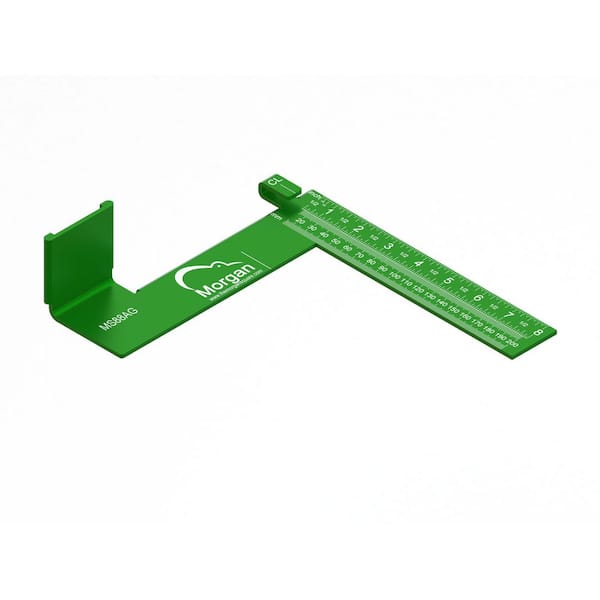 Morgan Square 8 in. Green Aluminum Carpenter's Square with Wide Tape Measure Mount and Centerline Marking, 1-Pack