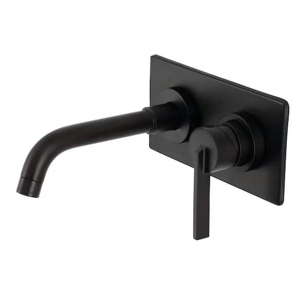 Kingston Brass Continental Single-HandleWall-Mount Bathroom Faucets in Matte Black