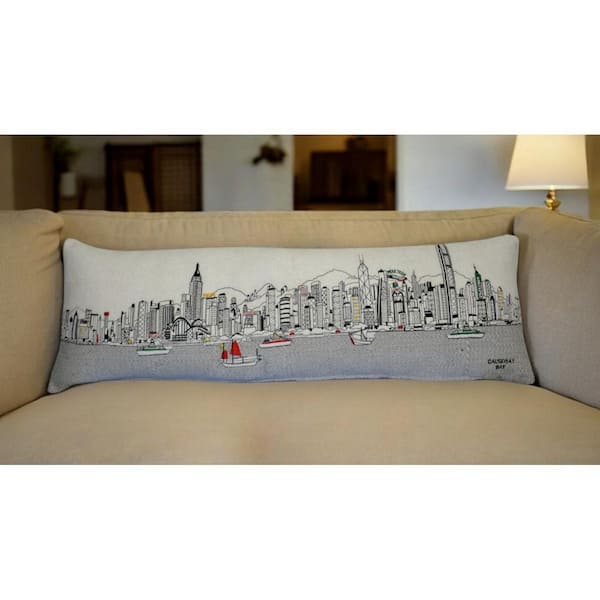 Cream Solid Polyester 14 in. x 45 in. Throw Pillow
