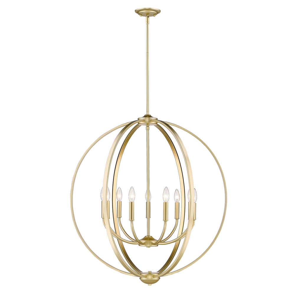 Olympic Gold 9-Light Chandelier with Metal Mesh Shades