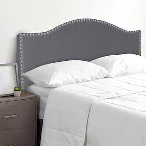 Light Gray Headboards for Full Size Bed, Upholstered Nail Head Bed Headboard, Height Adjustable Full Headboard