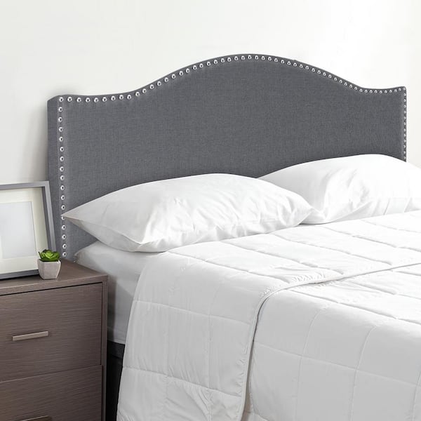 HOMESTOCK Light Gray Headboards for Full Size Bed, Upholstered Nail Head Bed Headboard, Height Adjustable Full Headboard