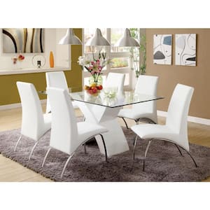 Audna 59 in. Rectangle White Glass Dining Table (Seats 6)