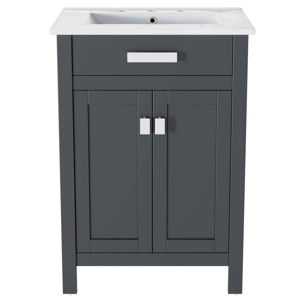 Laguna 24" Gray and White Modern MDF Ceramic Bathroom Vanity