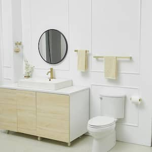 5-Piece Bath Hardware Set with Towel Bar Towel Hook Toilet Paper Holder in Brushed Gold