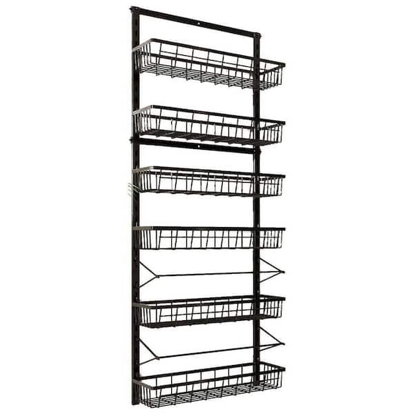 JFVKAF Over The Door 6-Tier Adjustable Black Metal Hanging Baskets