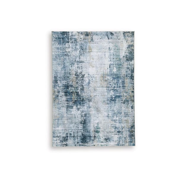 Arlenmont 5 ft. x  7 ft. Blue/White Abstract Area Rug