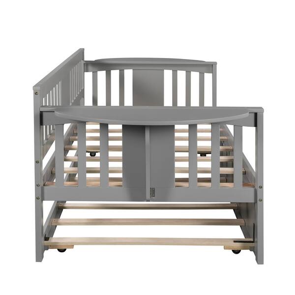 Harper & Bright Designs Gray Twin Size Wooden Daybed with Trundle