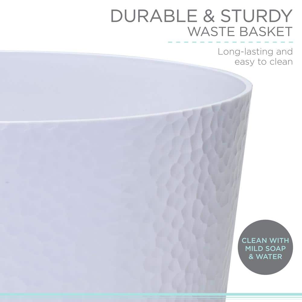 White Hammered Textured Plastic 10L Waste Bin