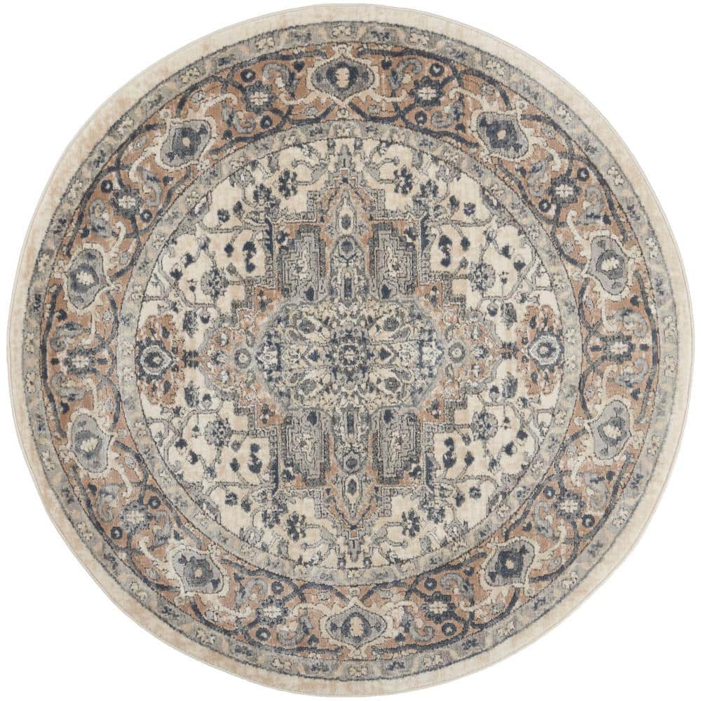 Concerto Beige/Grey 10 ft. x 14 ft. Center medallion Traditional Area Rug