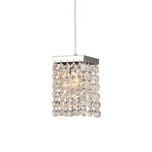 Jehra Chrome Indoor Square-Shaped Crystal Chandelier with Shade