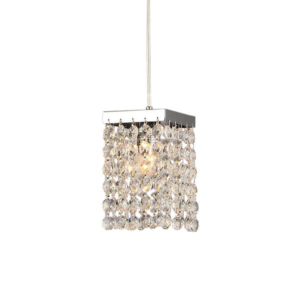 Warehouse of Tiffany Jehra Chrome Indoor Square-Shaped Crystal Chandelier with Shade