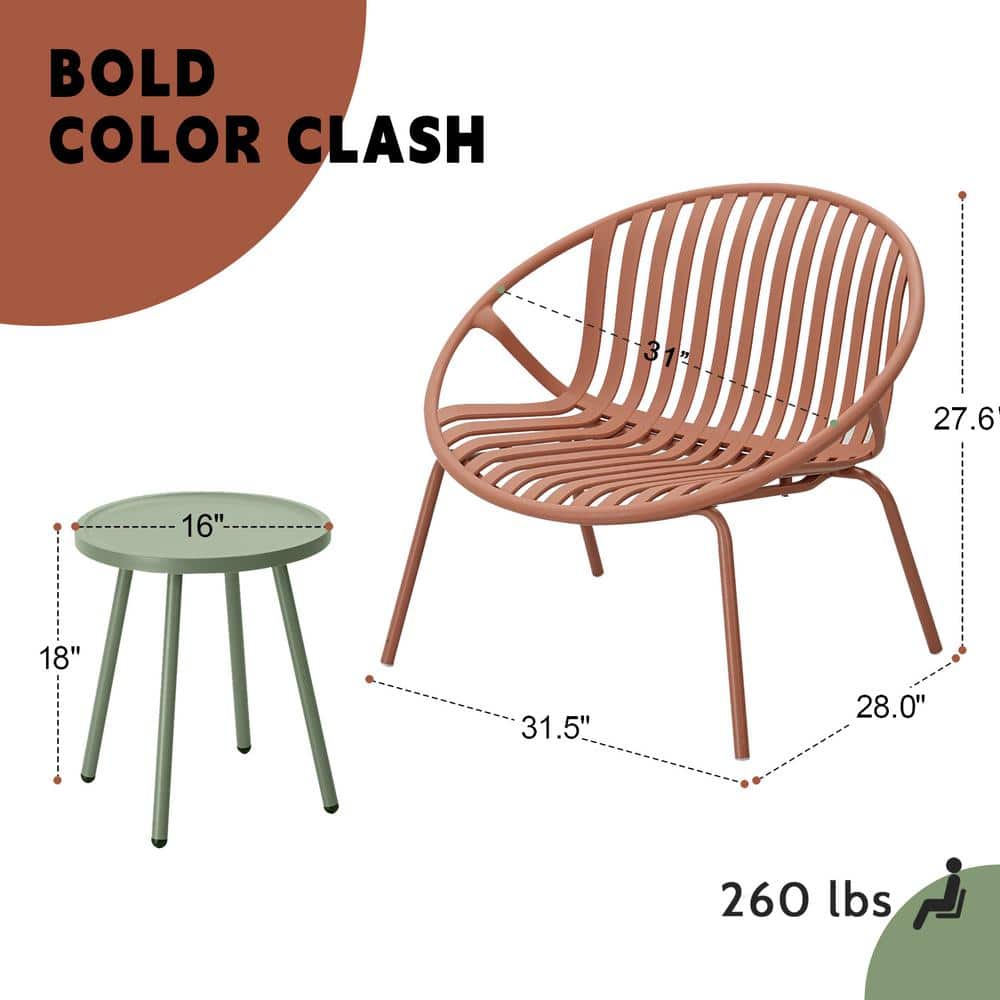 Werph 3-Piece Orange Patio Set with Bistro Table
