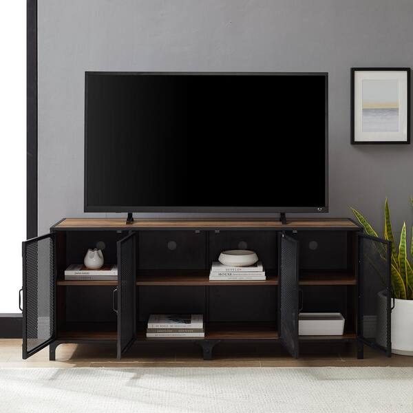 Walker Edison 60 In Rustic Oak Composite Tv Stand 69 In With Doors Hd60soi4dro The Home Depot