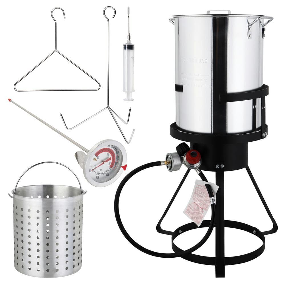 ROVSUN 30 qt. Turkey Fryer with Boiler Steamer Set Basket and 55000BTU ...