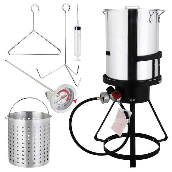 Rovsun 30 Qt. Turkey Fryer With Boiler Steamer Set Basket And 55000btu 