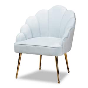 Cinzia Light Blue Velvet Seashell Shaped Accent Chair