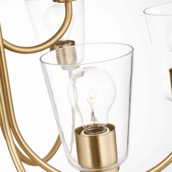 Generation Lighting - Miles 9-Light Satin Brass with Clear Glass Shades Transitional Dimmable Chandelier