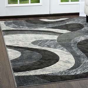 Catalina Grey/Ivory 3 ft. x 5 ft. Abstract Area Rug