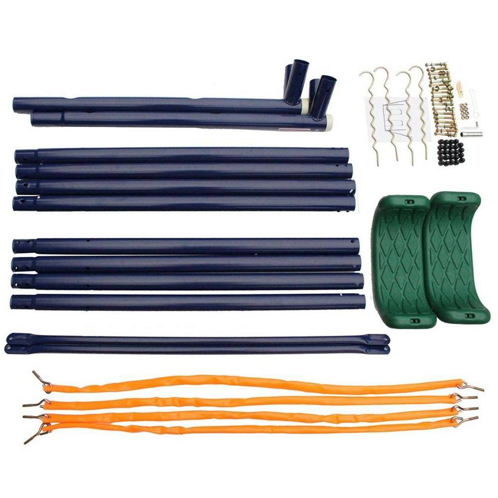 Blue and Orange Two Station Metal Outdoor Swing Set