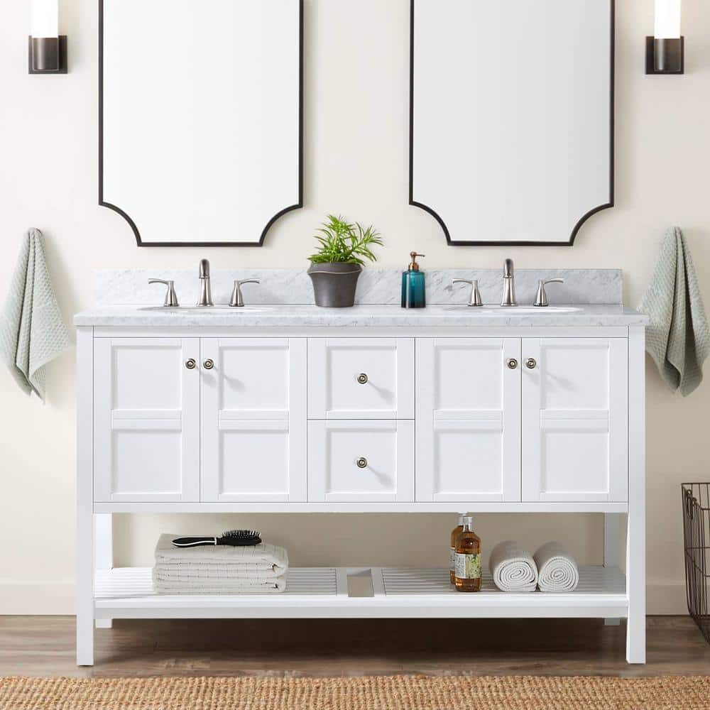 60 in. W. x 21.8 in. D x 34.5 in. H Bath Vanity Cabinet without Top in Whit