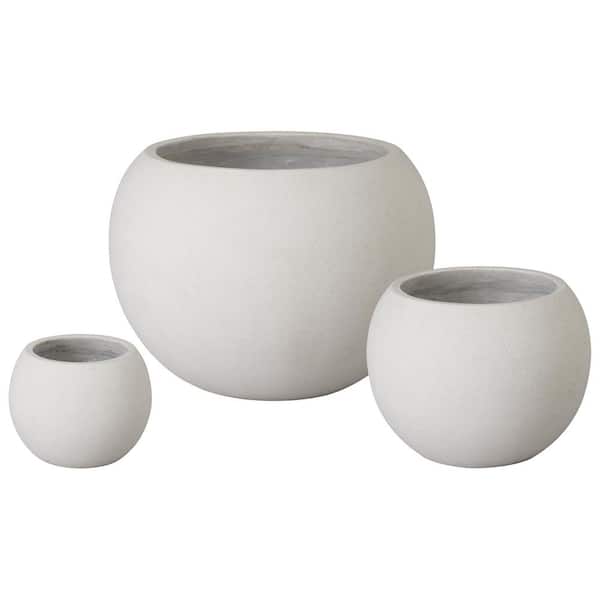 12.5 in., 18 in., 26 in. H Terrazzo White Terrazzo Round Planters with Drainage Hole (Set of 3)