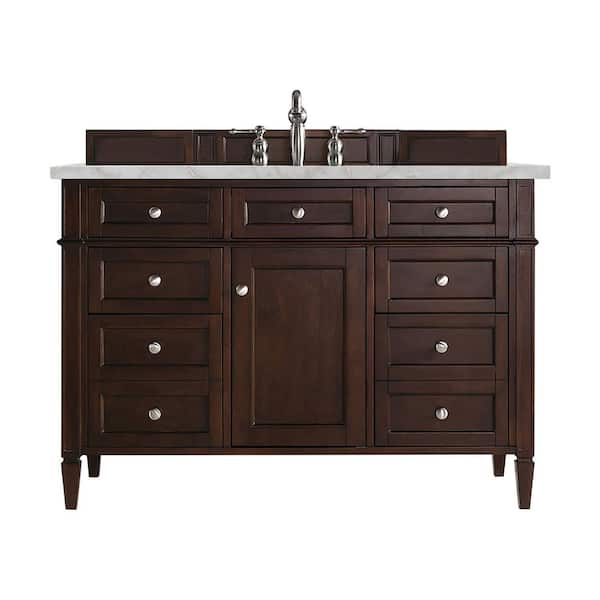 James Martin Vanities Brittany 48.0 in. W x 23.5 in. D x 34.0 in. H Single Bath Vanity in Burnished Mahogany with Victorian Silver Quartz Top