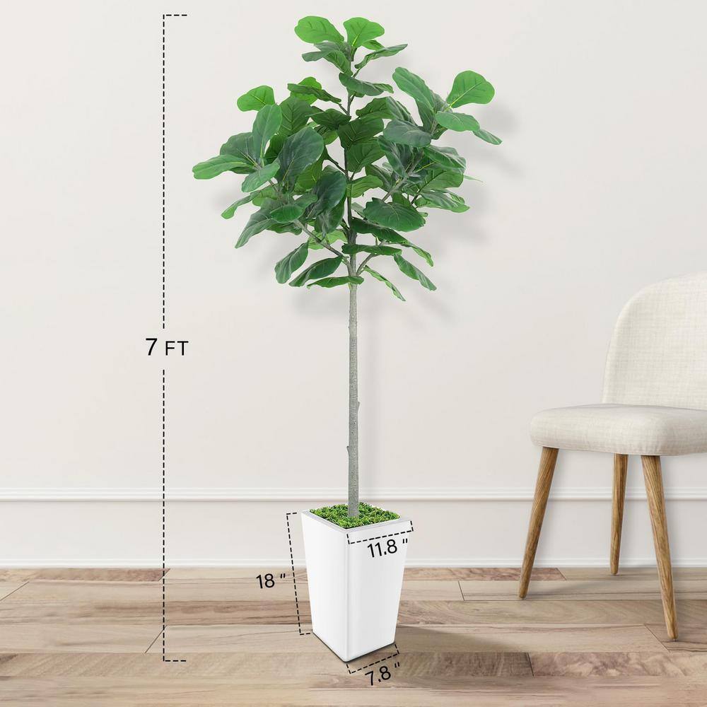 5FT Artificial Fiddle Leaf Fig Tree with White Plastic Pot