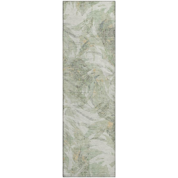 Mayfield Premium Machine Washable Abstract AMF2387 Celery 2 ft. x 7 ft. Runner Rug
