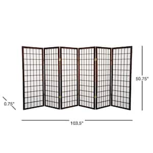 4 ft. Short Window Pane Shoji Screen - Walnut - 6 Panels