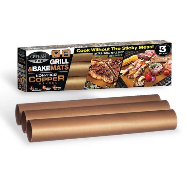15 in. x 20.5 in. Non-Stick Copper Infused Reusable Pro Bake and Grill Mats (3-Pack)