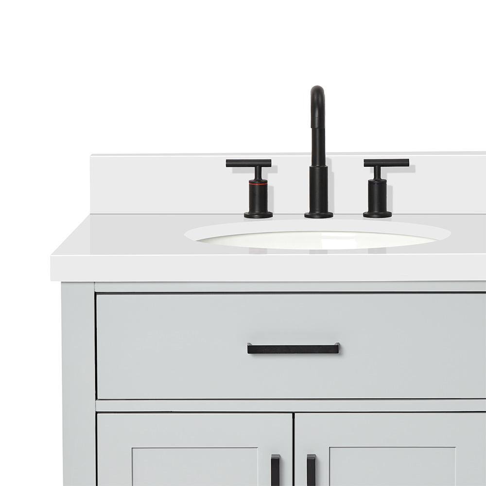 Hepburn 43" Gray Hardwood Freestanding Single Vanity with Quartz Top