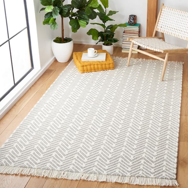 Natura 8 ft. x 10 ft. Ivory/Gray Monochrome Herringbone Area Rug