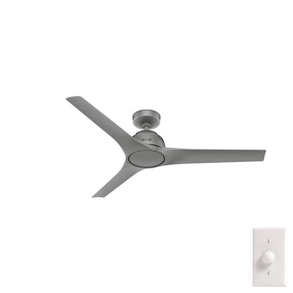 Hunter Gallegos 52 in. Matte Silver Indoor/Outdoor Ceiling Fan with Wall Control Included For Patios or Bedrooms