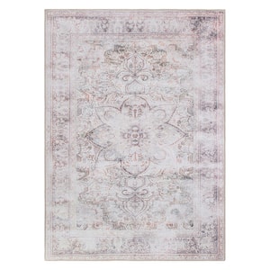Bohemian Distressed Vintage Machine Washable Cream 3 ft. 3 in. x 5 ft. Area Rug