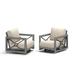 Marindo 2-Piece Aluminum Outdoor Swivel Lounge Chair with Sunbrella Cushions