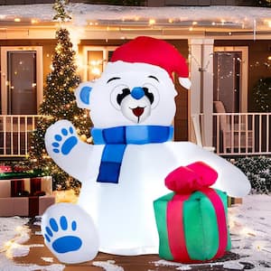 4 ft. Tall x 2 ft. W, White, Blue, Green and Red Plastic Waving Polar Bear Inflatable